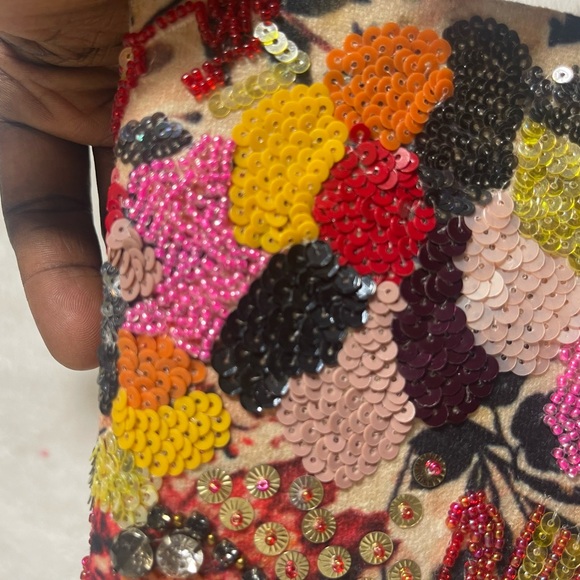 NWT Anthropologie Sparkled Beaded Flora Clutch Purse in Rose/Tyrie w Chain Strap - Picture 7 of 9